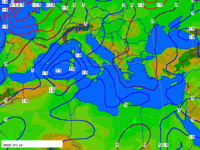 Carta delle tendenze barometriche delle 06 UTC del 27-11-02